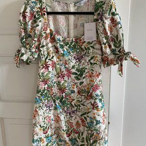 & Other Stories tie sleeve mini dress in botanical floral print